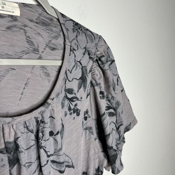 Anthropologie T.La Dress Small Open Back Cut Out Maxi Floral Gray Short Sleeve - Picture 11 of 13